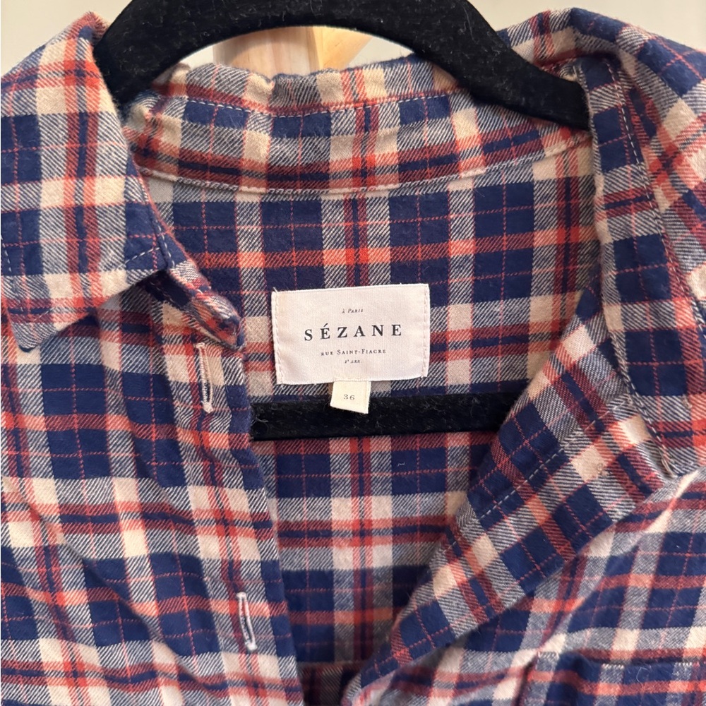 Sézane Sadie Dress Plaid Button Front Mini Dress | Size 4 (US 2-4) - Picture 3 of 4